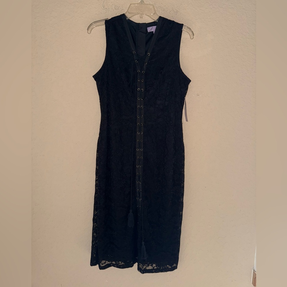 Elegant Eden Lace-Up Gothic Black Lace Dress - BNWT